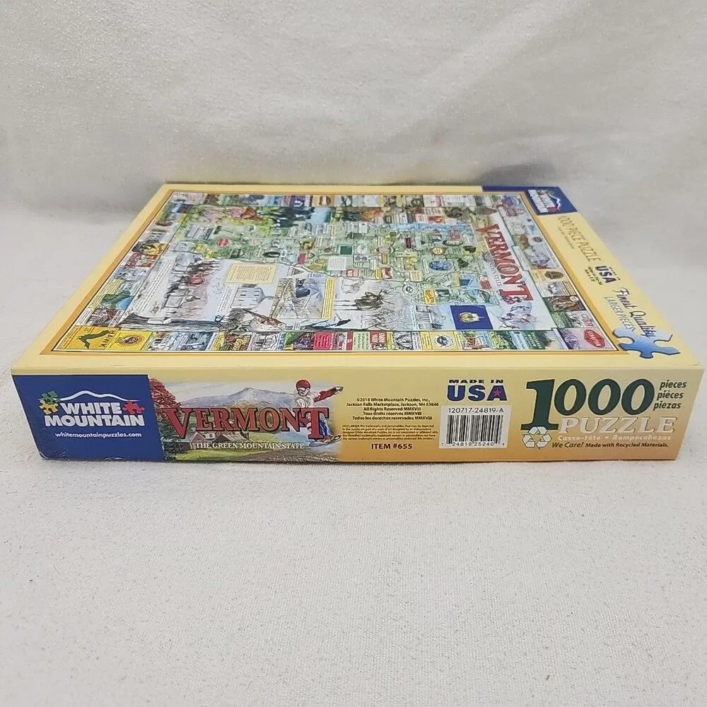 Puzzle VERMONT State 1000 Piece White Mountain Finest Quality #655 2018 NEW